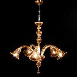 RONDO' NP LAMPADARIO 5 LUCI IN VETRO DI MURANO COLORATO LAVORATO A MANO 4 COLORI MADE IN ITALY 2