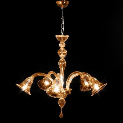 RONDO' NP LAMPADARIO 5 LUCI IN VETRO DI MURANO COLORATO LAVORATO A MANO 4 COLORI MADE IN ITALY