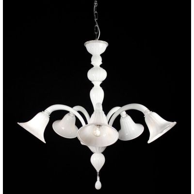 RONDO' NP LAMPADARIO 5 LUCI IN VETRO DI MURANO COLORATO LAVORATO A MANO 4 COLORI MADE IN ITALY