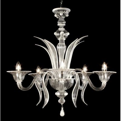 DOSSON FILI COLORATI LAMPADARIO 5 LUCI IN VETRO DI MURANO LAVORATO A MANO 2 COLORI MADE IN ITALY