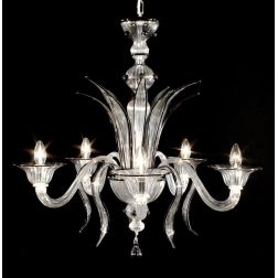 DOSSON FILI COLORATI LAMPADARIO 5 LUCI IN VETRO DI MURANO LAVORATO A MANO 2 COLORI MADE IN ITALY 2