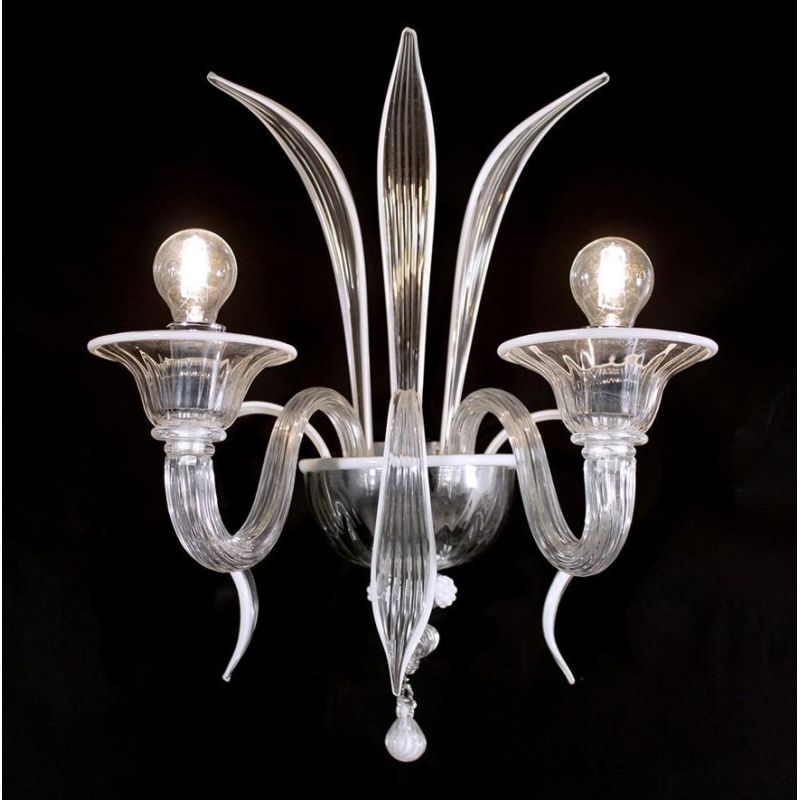 DOSSON FILI COLORATI APPLIQUE 2 LUCI IN VETRO DI MURANO LAVORATO A MANO 2 COLORI MADE IN ITALY