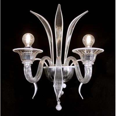 DOSSON FILI COLORATI APPLIQUE 2 LUCI IN VETRO DI MURANO LAVORATO A MANO 2 COLORI MADE IN ITALY