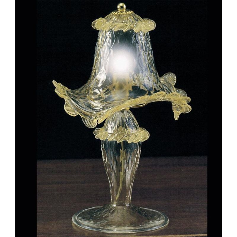 VENEZIA LUMETTO H30 CM IN VETRO DI MURANO TRASPARENTE O CON FINITURE ORO 24K LAVORATO A MANO MADE IN ITALY