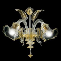 VENEZIA APPLIQUE 2 LUCI IN VETRO DI MURANO TRASPARENTE O CON FINITURE ORO 24K LAVORATO A MANO MADE IN ITALY 2