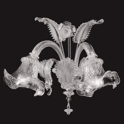 VENEZIA APPLIQUE 2 LUCI IN VETRO DI MURANO TRASPARENTE O CON FINITURE ORO 24K LAVORATO A MANO MADE IN ITALY