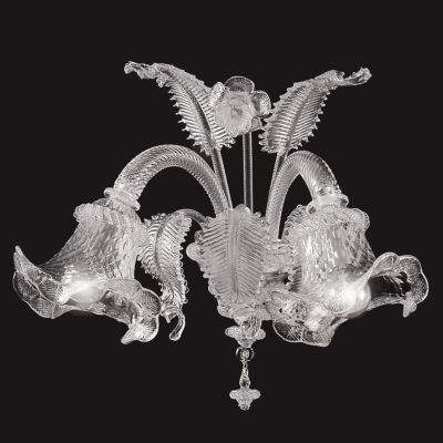 VENEZIA APPLIQUE 2 LUCI IN VETRO DI MURANO TRASPARENTE O CON FINITURE ORO 24K LAVORATO A MANO MADE IN ITALY