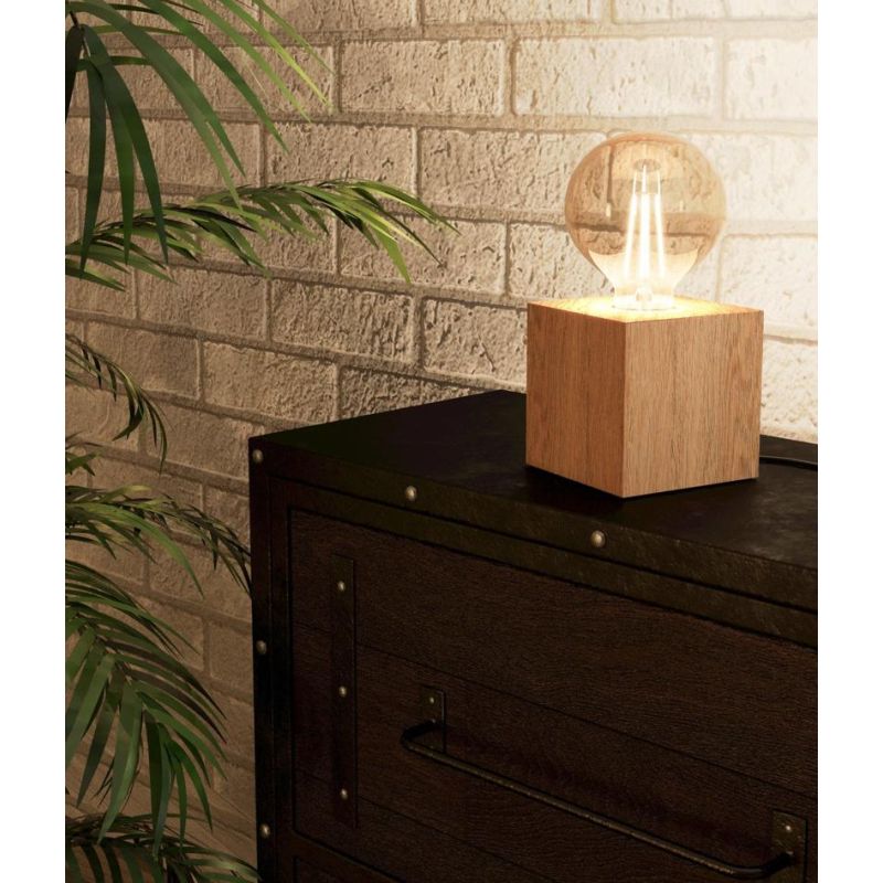 PRESTWICK 2 PICCOLA LAMPADA DA TAVOLO IN LEGNO CON LAMPADINA A VISTA ATTACCO E27 DESIGN MODERNO