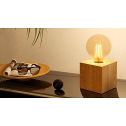 PRESTWICK 2 PICCOLA LAMPADA DA TAVOLO IN LEGNO CON LAMPADINA A VISTA ATTACCO E27 DESIGN MODERNO