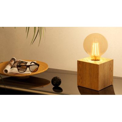 PRESTWICK 2 PICCOLA LAMPADA DA TAVOLO IN LEGNO CON LAMPADINA A VISTA ATTACCO E27 DESIGN MODERNO