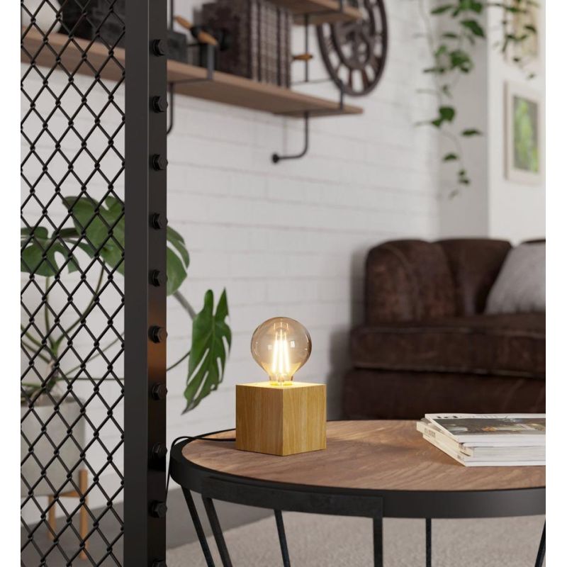 PRESTWICK 2 PICCOLA LAMPADA DA TAVOLO IN LEGNO CON LAMPADINA A VISTA ATTACCO E27 DESIGN MODERNO