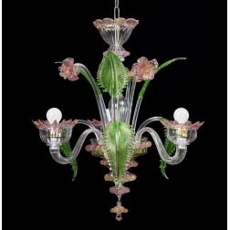 MURANO RIGADIN MICRO LAMPADARIO 3 LUCI IN VETRO DI MURANO LAVORATO A MANO RIGADIN 2 COLORI MADE IN ITALY