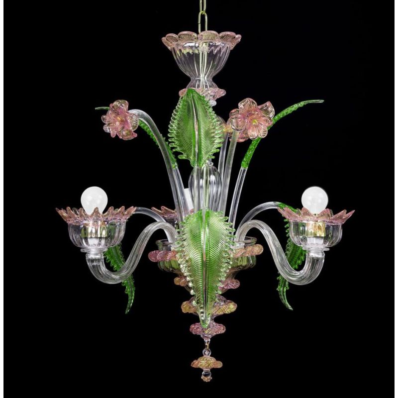 MURANO RIGADIN MICRO LAMPADARIO 3 LUCI IN VETRO DI MURANO LAVORATO A MANO RIGADIN 2 COLORI MADE IN ITALY