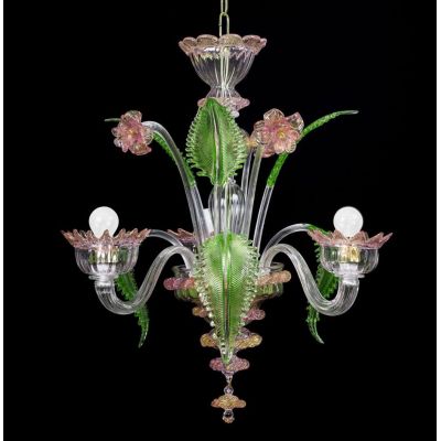 MURANO RIGADIN MICRO LAMPADARIO 3 LUCI IN VETRO DI MURANO LAVORATO A MANO RIGADIN 2 COLORI MADE IN ITALY