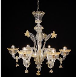 IMPERIALE LAMPADARIO 6 LUCI IN VETRO DI MURANO LAVORATO A MANO 4 COLORI ELEGANTE MADE IN ITALY 2