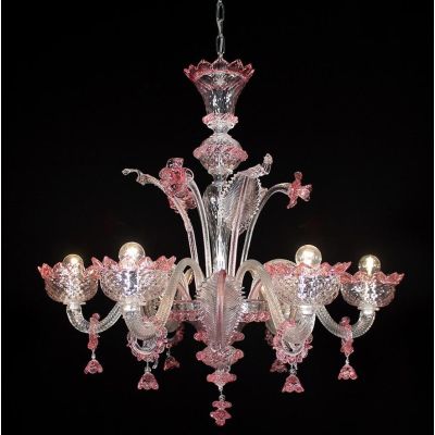 IMPERIALE LAMPADARIO 6 LUCI IN VETRO DI MURANO LAVORATO A MANO 4 COLORI ELEGANTE MADE IN ITALY