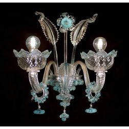 IMPERIALE APPLIQUE 2 LUCI IN VETRO DI MURANO LAVORATO A MANO 4 COLORI ELEGANTE MADE IN ITALY 2