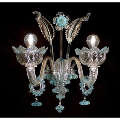 IMPERIALE APPLIQUE 2 LUCI IN VETRO DI MURANO LAVORATO A MANO 4 COLORI ELEGANTE MADE IN ITALY