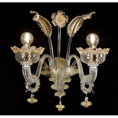 IMPERIALE APPLIQUE 2 LUCI IN VETRO DI MURANO LAVORATO A MANO 4 COLORI ELEGANTE MADE IN ITALY