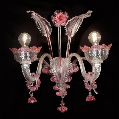 IMPERIALE APPLIQUE 2 LUCI IN VETRO DI MURANO LAVORATO A MANO 4 COLORI ELEGANTE MADE IN ITALY