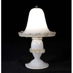 CANAL GRANDE LUMETTO IN VETRO DI MURANO BIANCO LAVORATO A MANO CON FINITURE ORO MADE IN ITALY