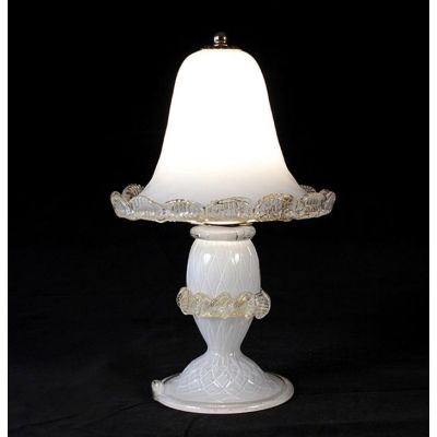 CANAL GRANDE LUMETTO IN VETRO DI MURANO BIANCO LAVORATO A MANO CON FINITURE ORO MADE IN ITALY