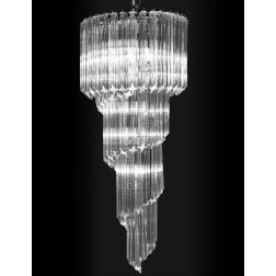 SPIRALE QUADRIEDRI SOSPENSIONE MODERNA 8 LUCI METALLO CROMO CON PENDAGLI IN CRISTALLO TRASPARENTE, MARRONE O MULTICOLOR