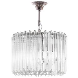 QUADRIEDRI SOSPENSIONE CIRCOLARE MODERNA METALLO CROMO CON PENDAGLI IN CRISTALLO TRASPARENTE, MARRONE O MULTICOLOR