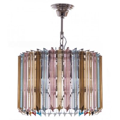 QUADRIEDRI SOSPENSIONE CIRCOLARE MODERNA METALLO CROMO CON PENDAGLI IN CRISTALLO TRASPARENTE, MARRONE O MULTICOLOR
