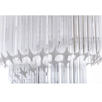 QUADRIEDRI SOSPENSIONE CIRCOLARE MODERNA METALLO CROMO CON PENDAGLI IN CRISTALLO TRASPARENTE, MARRONE O MULTICOLOR