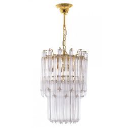 QUADRIEDRI MINI SOSPENSIONE MODERNA IN METALLO ORO CON PENDAGLI IN CRISTALLO TRASPARENTE, MARRONE O ROSA