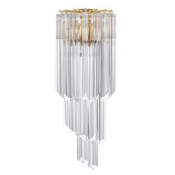 QUADRIEDRI APPLIQUE A SPIRALE MODERNA IN METALLO ORO CON PENDAGLI IN CRISTALLO TRASPARENTE