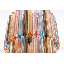 QUADRIEDRI SOSPENSIONE 6 LUCI IN METALLO CROMO CON PENDAGLI IN CRISTALLO MULTICOLOR DESIGN MODERNO 2