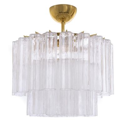 TUBI PLAFONIERA 3 LUCI IN VETRO DI MURANO D50 CM MODERNA ED ELEGANTE CON DETTAGLI ORO