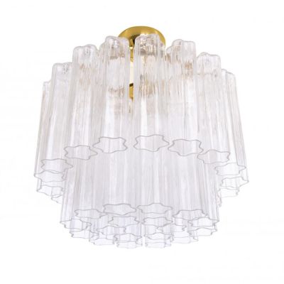 TUBI PLAFONIERA 3 LUCI IN VETRO DI MURANO D50 CM MODERNA ED ELEGANTE CON DETTAGLI ORO