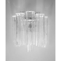 TUBI APPLIQUE IN VETRO DI MURANO TRASPARENTE MODERNA ED ELEGANTE CON DETTAGLI CROMO