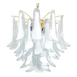 SELLE MEDIA LAMPADARIO 5 LUCI IN VETRO DI MURANO DECORO BIANCO D60 CM MODERNO ED ELEGANTE 2