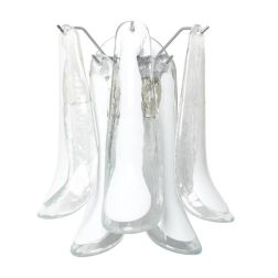 SELLE APPLIQUE 2 LUCI IN VETRO DI MURANO DECORO BIANCO STRUTTURA ORO O CROMO MODERNO ED ELEGANTE