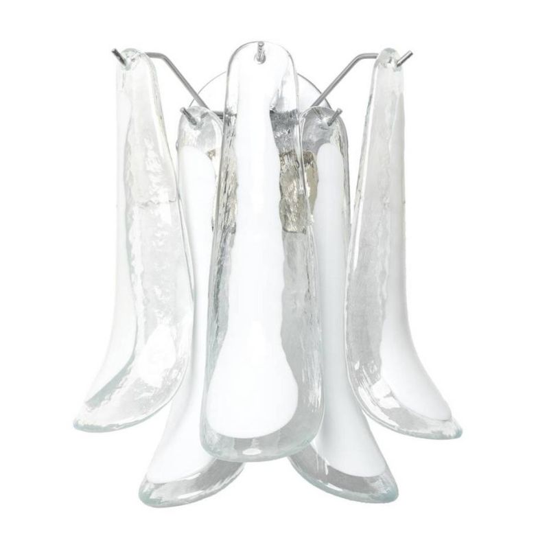 SELLE APPLIQUE 2 LUCI IN VETRO DI MURANO DECORO BIANCO STRUTTURA ORO O CROMO MODERNO ED ELEGANTE