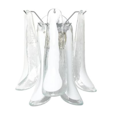 SELLE APPLIQUE 2 LUCI IN VETRO DI MURANO DECORO BIANCO STRUTTURA ORO O CROMO MODERNO ED ELEGANTE