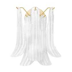 SELLE APPLIQUE 2 LUCI IN VETRO DI MURANO EFFETTO GRANIGLIA STRUTTURA ORO O CROMO MODERNA ED ELEGANTE 2