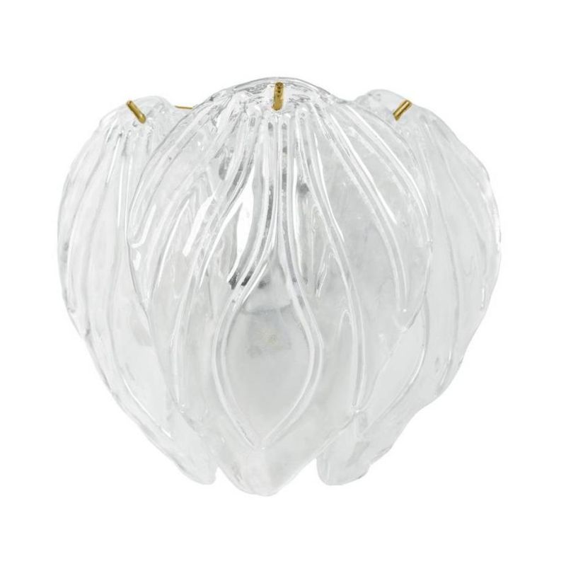 FOGLIA CUORE APPLIQUE MODERNA IN VETRO DI MURANO CON STRUTTURA ORO O CROMO ELEGANTE