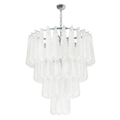 GOCCE LAMPADARIO 6 LUCI D80 CM IN VETRO DI MURANO EFFETTO GRANIGLIA STRUTTURA IN ORO O CROMO ELEGANTE