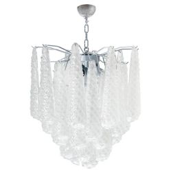 GOCCE LAMPADARIO 5 LUCI D60 CM IN VETRO DI MURANO EFFETTO GRANIGLIA STRUTTURA IN ORO O CROMO ELEGANTE