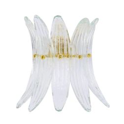 PALMETTE APPLIQUE PICCOLA CON FOGLIE IN VETRO DI MURANO STRUTTURA IN ORO ELEGANTE