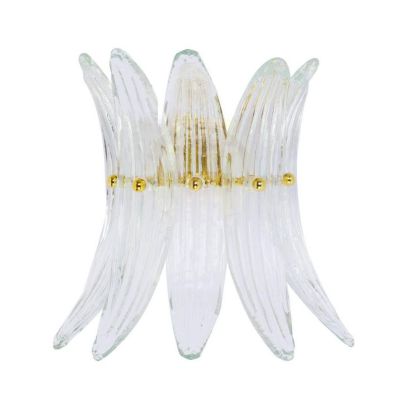 PALMETTE APPLIQUE PICCOLA CON FOGLIE IN VETRO DI MURANO STRUTTURA IN ORO ELEGANTE