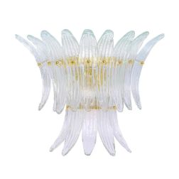 PALMETTE APPLIQUE GRANDE CON FOGLIE IN VETRO DI MURANO STRUTTURA IN ORO ELEGANTE