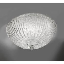 BUDINO PLAFONIERA IN CRISTALLO DI MURANO GRANIGLIA TRASPARENTE O CON BORDO ORO 24K 2 MISURE 2