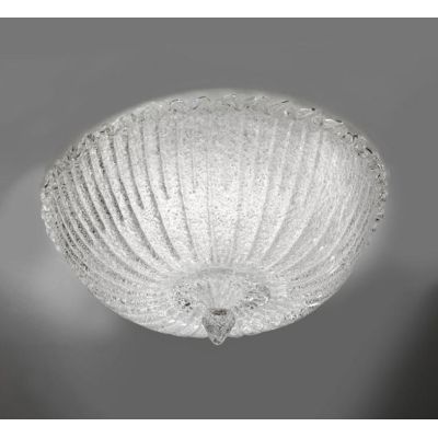 BUDINO PLAFONIERA IN CRISTALLO DI MURANO GRANIGLIA TRASPARENTE O CON BORDO ORO 24K 2 MISURE