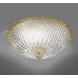 BUDINO PLAFONIERA IN CRISTALLO DI MURANO GRANIGLIA TRASPARENTE O CON BORDO ORO 24K 2 MISURE